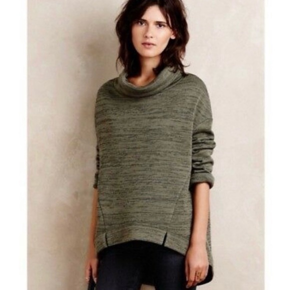 Anthropologie Tops - Anthropologie MTWTFSS Olive Green Cowl Neck Pullover Relaxed Cozy Casual Size M